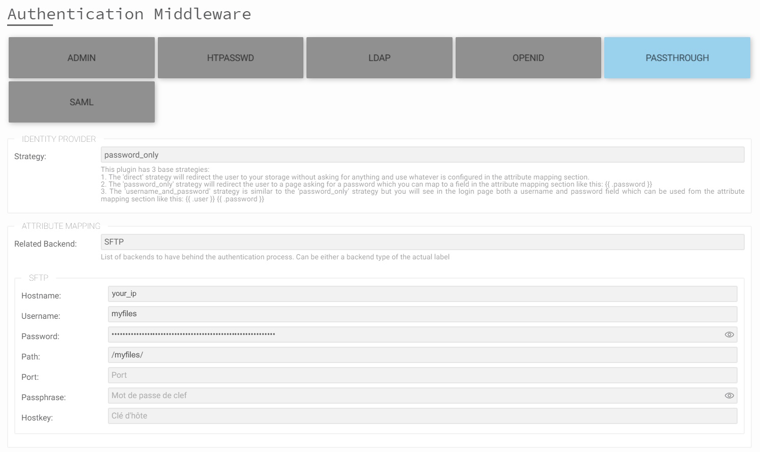 Passthrough configuration example