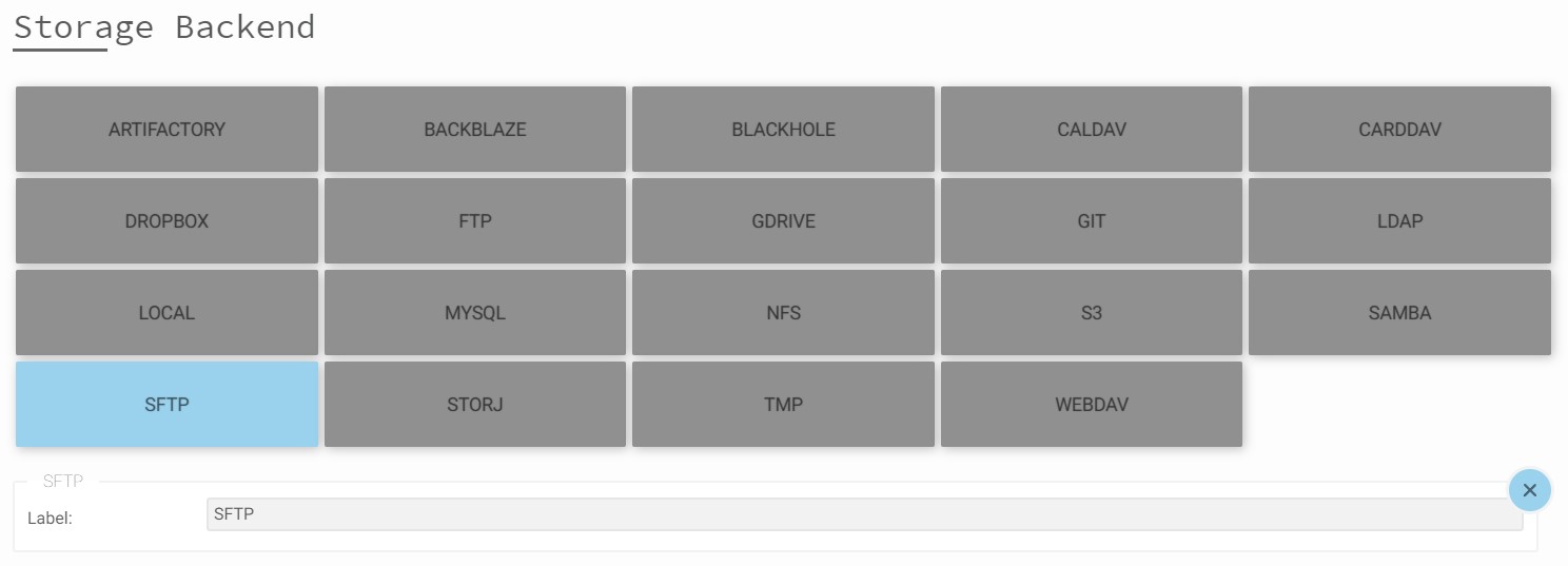 Storage Backend selected: SFTP