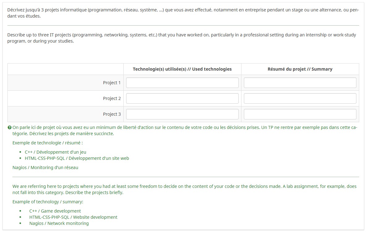 Formulaire en ligne